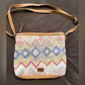 THE SAK Colorful Chevron Prints Triple Compartments Crossbody Bag